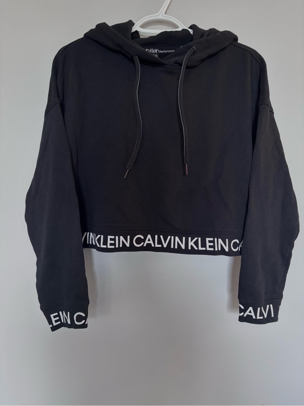 Calvin Klein Performance Black Cropped Logo Hoodie